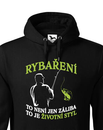 Pánská mikina s kapucí Rybaření je životní styl