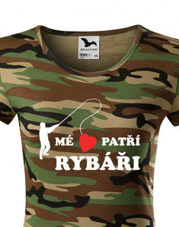 Dámské tričko Mé srdce patří rybáři