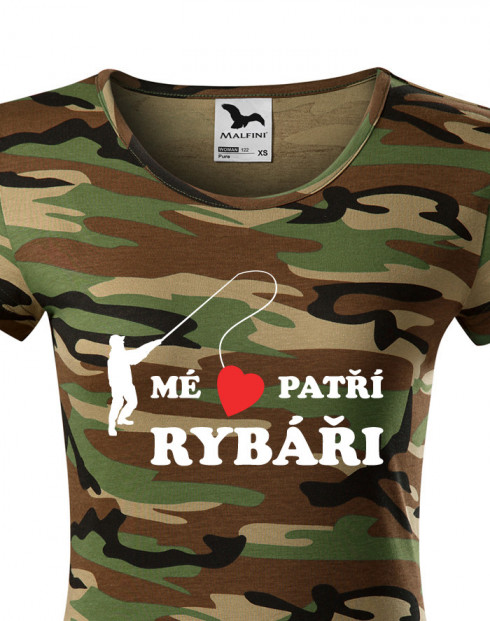 Dámské tričko Mé srdce patří rybáři