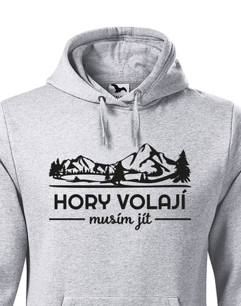 Pánská mikina s kapucí Hory volají musím jít