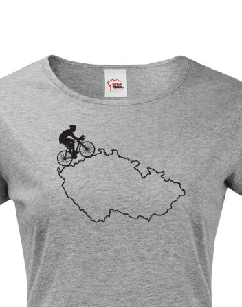 Dámské tričko s krátkým rukávem – Cyklista a mapa ČR