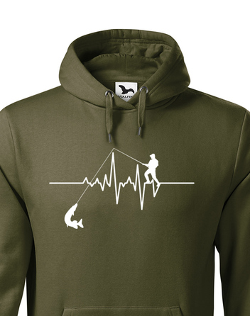Pánská mikina s kapucí Tep / EKG rybář