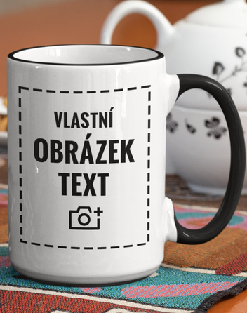 Hrnek 450 ml s vlastním potiskem a barevným uchem