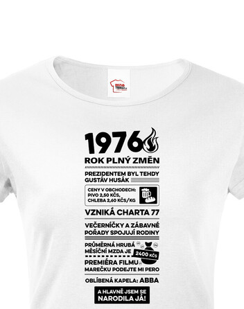 Dámské tričko narozeninové noviny 1976