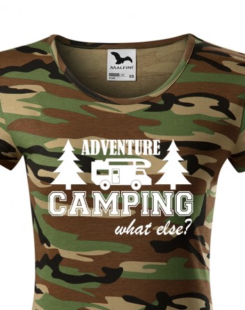 Dámské tričko Adventure Camping – karavanem za dobrodružstvím