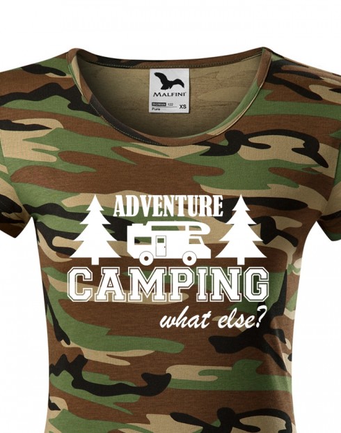 Dámské tričko Adventure Camping – karavanem za dobrodružstvím