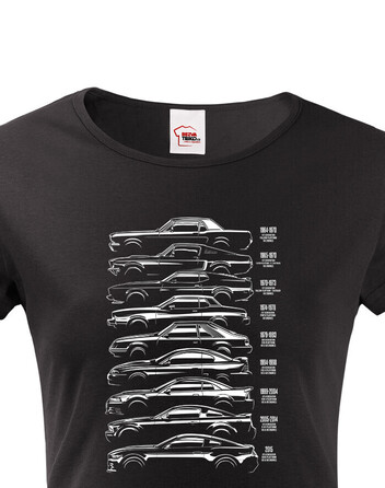 Dámské tričko s krátkým rukávem Ford Mustang History Silhouette