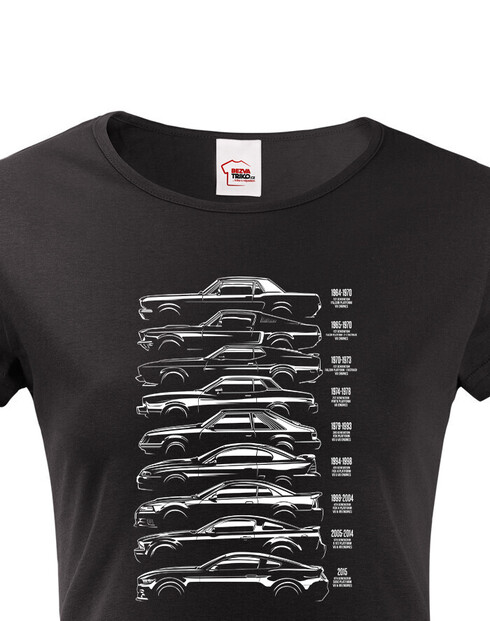 Dámské tričko s krátkým rukávem Ford Mustang History Silhouette