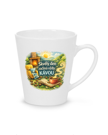 Hrnek latte 300 ml - Den začíná kávou