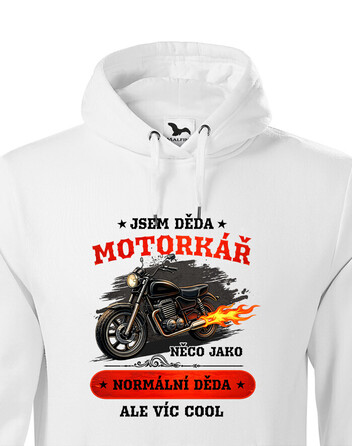 Pánská mikina s kapucí – Děda motorkář