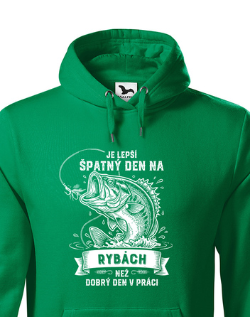 Pánská mikina s kapucí – Je lepší špatnej den na rybách než dobrej den v práci