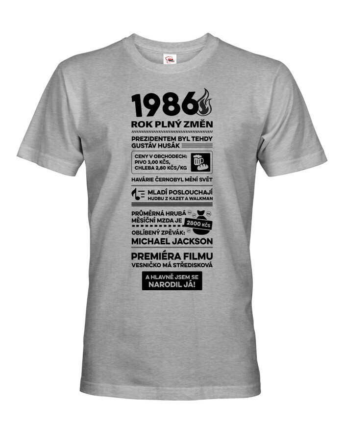 Pánské tričko narozeninové noviny 1986