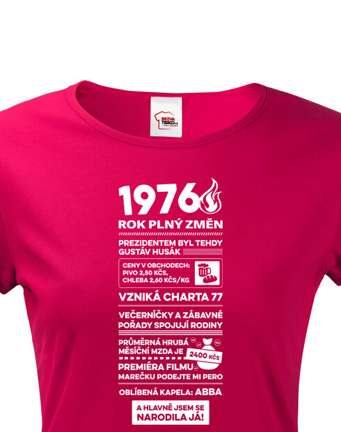 Dámské tričko narozeninové noviny 1976