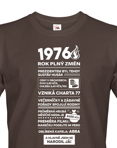 Pánské tričko narozeninové noviny 1976
