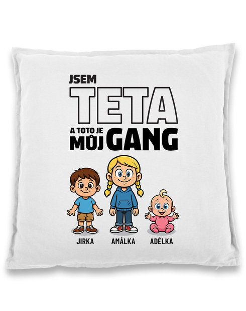 Polštář Jsem teta a toto je můj gang