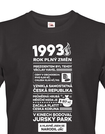 Pánské tričko narozeninové noviny 1993