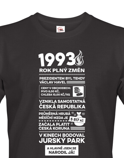 Pánské tričko narozeninové noviny 1993