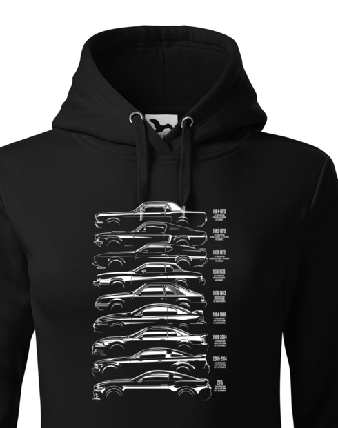 Dámská mikina s kapucí Ford Mustang History Silhouette