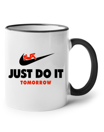 Keramický hrnek s barevným uchem Just Do It Tomorrow