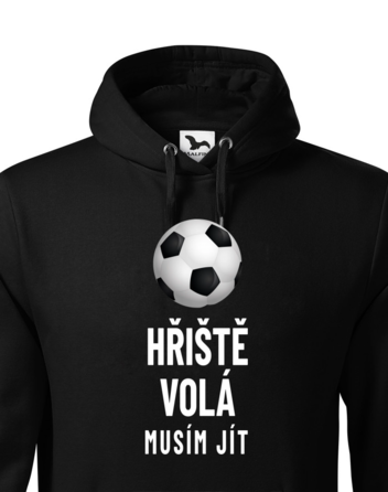 Pánská mikina s kapucí Hřiště volá musím jít
