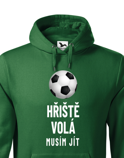 Pánská mikina s kapucí Hřiště volá musím jít