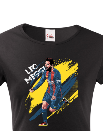 Dámské tričko s krátkým rukávem – Lionel Messi v dresu Barcelony