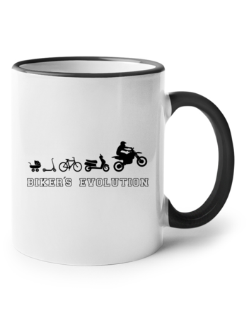 Keramický hrnek s barevným uchem – Biker's Evolution