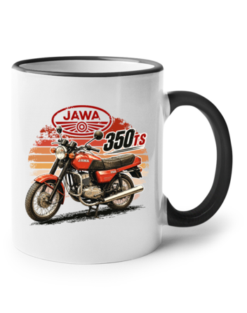 Keramický hrnek s barevným uchem JAWA 350 TS