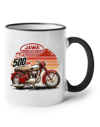 Keramický hrnek s barevným uchem – JAWA 500 OHC