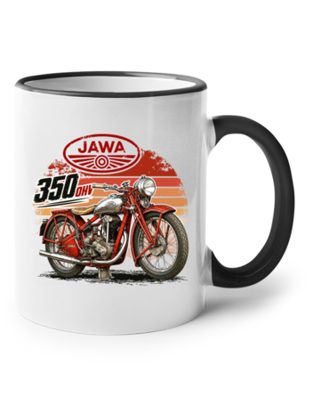 Keramický hrnek s barevným uchem JAWA 350 OHV