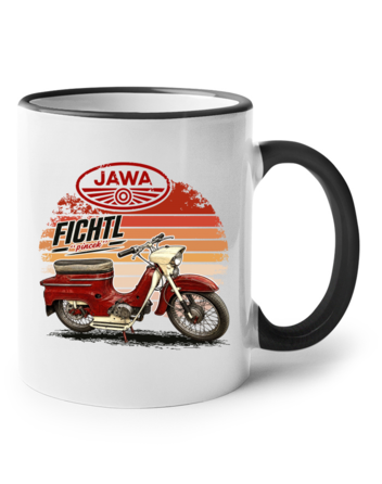Keramický hrnek s barevným uchem JAWA FICHTL "pincek"