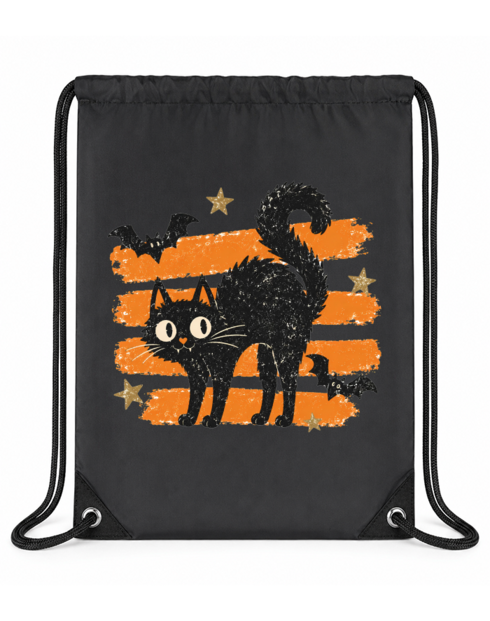 Prémiový vak na záda Halloween - kočka s netopýry