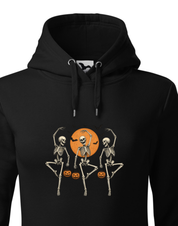 Dámská mikina s kapucí Halloween – Tančící kostlivci