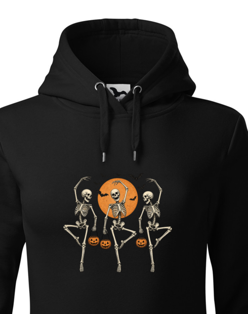Dámská mikina s kapucí Halloween – Tančící kostlivci