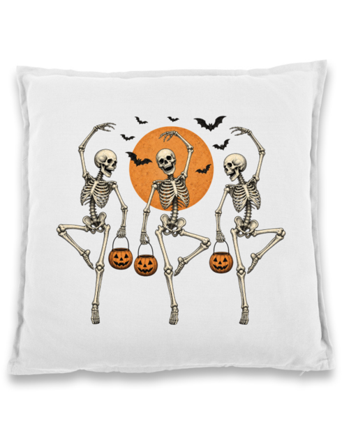 Bavlněný polštář Halloween – Tančící kostlivci
