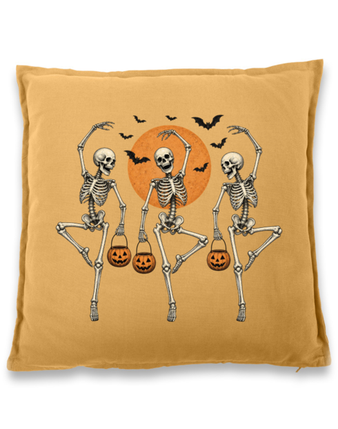 Bavlněný polštář Halloween – Tančící kostlivci