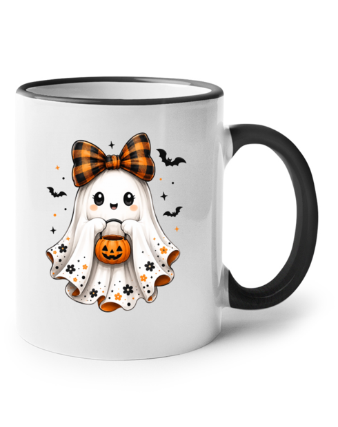 Keramický hrnek s barevným uchem Halloween - Duch