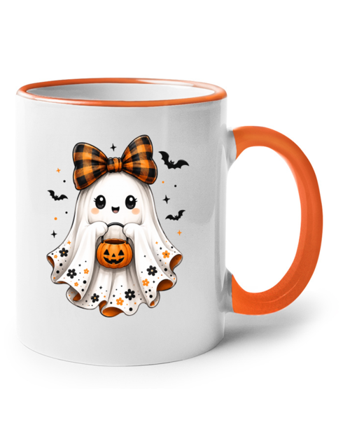 Keramický hrnek s barevným uchem Halloween - Duch