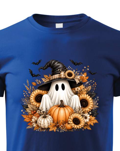 Dětské tričko Halloween duch s čarodějnickým kloboukem