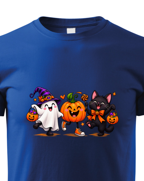 Dětské tričko Halloween trio – duch, dýně a kočka
