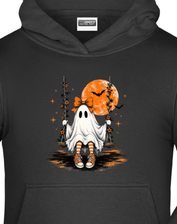 Dětská mikina s kapucí Halloween - duch na houpačce