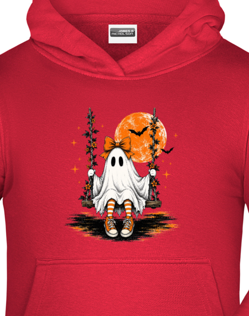 Dětská mikina s kapucí Halloween - duch na houpačce
