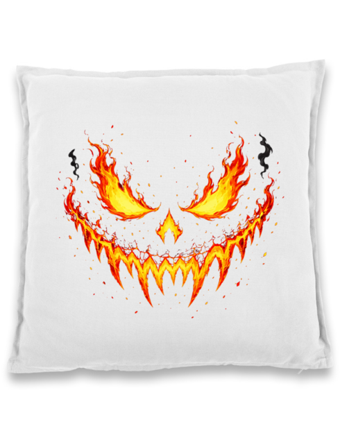Bavlněný polštář – Ohnivá Halloween tvář