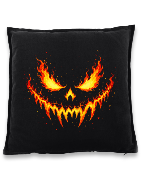 Bavlněný polštář – Ohnivá Halloween tvář