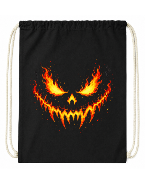 Bavlněný vak na záda Halloween - Ohnivá tvář