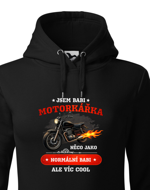 Dámská mikina s kapucí – Jsem babi motorkářka