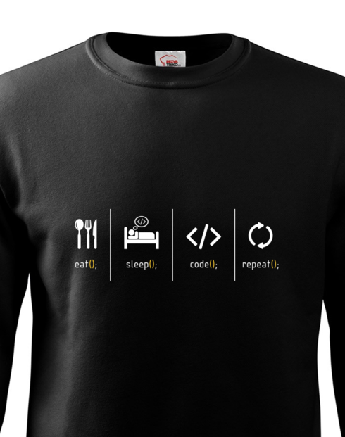 Pánská mikina bez kapuce Eat, sleep, code, repeat