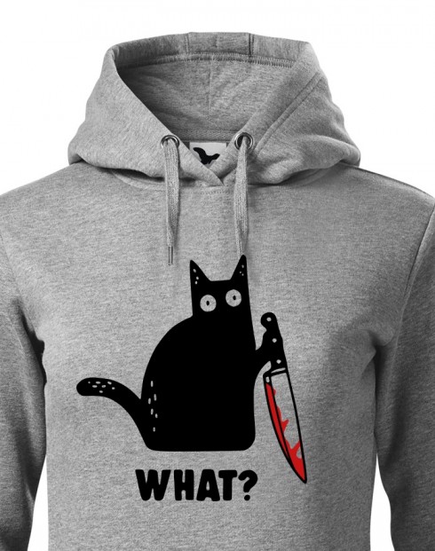 Dámská mikina s kapucí s kočkou What?