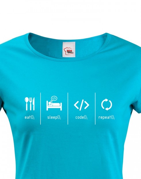 Dámské tričko s krátkým rukávem Eat, sleep, code, repeat