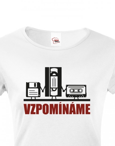 Dámské tričko Vzpomínáme – floppy, disketa a kazeta